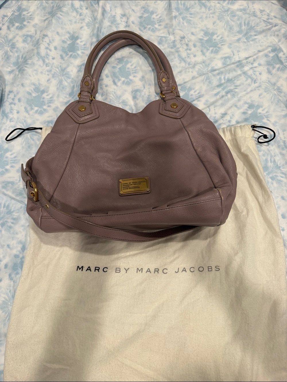 Marc by Marc Jacobs Dusty Mauve Leather Hobo Bag with Gold Hardware